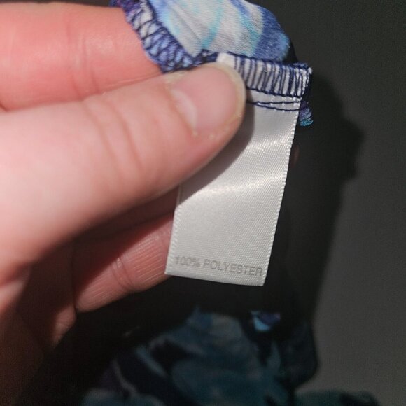 NEW Tantrums Blue Tropical Sheer Shirt Cover-Up Size Small Beaded Floral Vaca - Picture 9 of 11